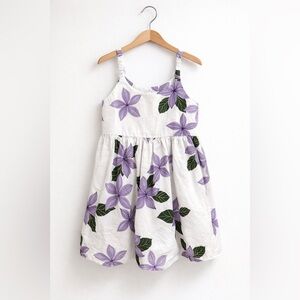 Pacific Legend Hawaiian Floral Dress Girls White Purple Flower Cotton Size 7-8